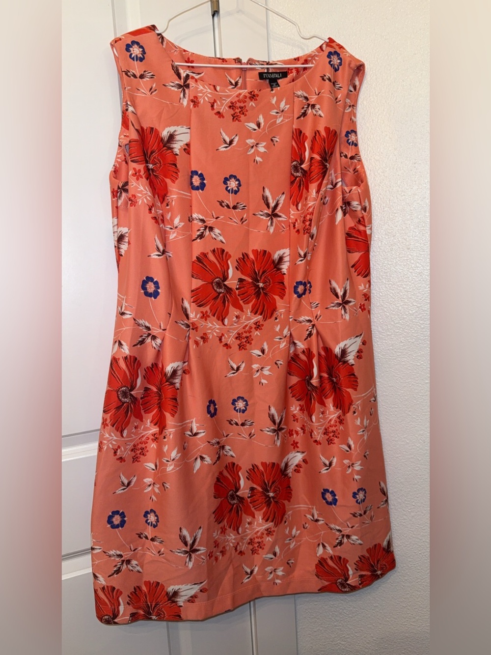 Roz & Ali Coral Floral Sleeveless Shift Dress | 18